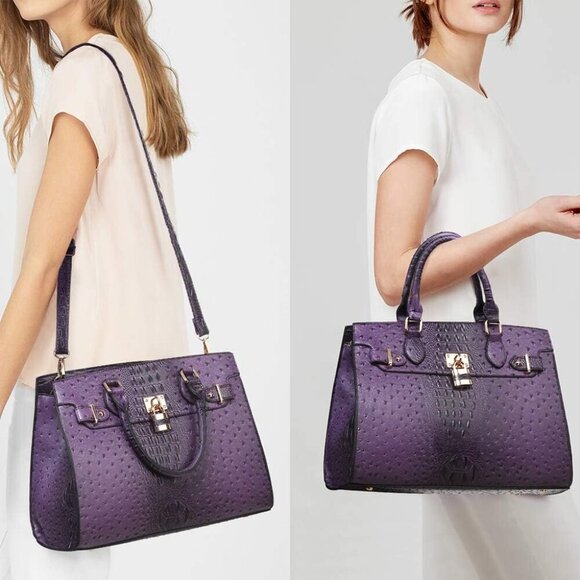 Women Handbags Faux Leather Large Tote With Matching Clutch for Work & Travel - Picture 2 of 6